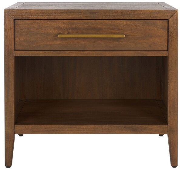 Ariella 1 Drawer Wood Nightstand - Brown - Safavieh Couture - Image 0