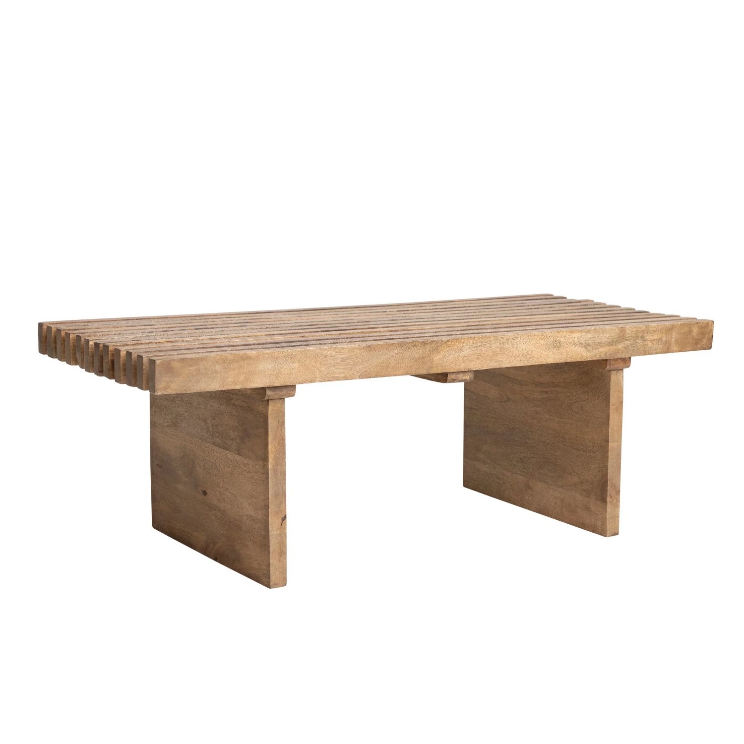Scandinavian Slatted Wood Coffee Table, Natural - Image 2