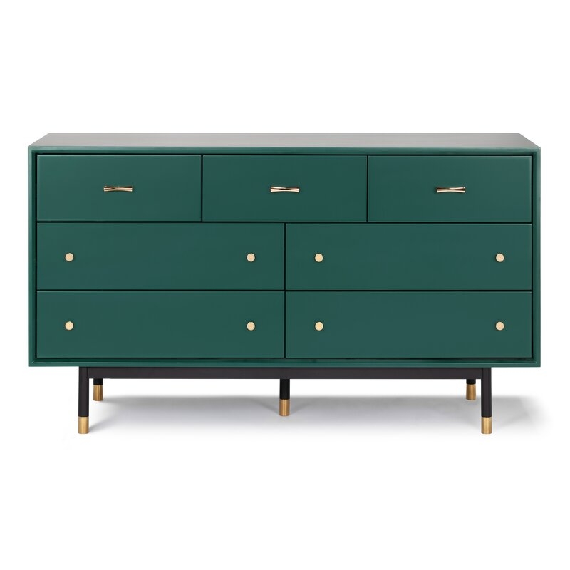Blair 7 Drawer 60'' W Solid Wood Dresser - Green - Image 0