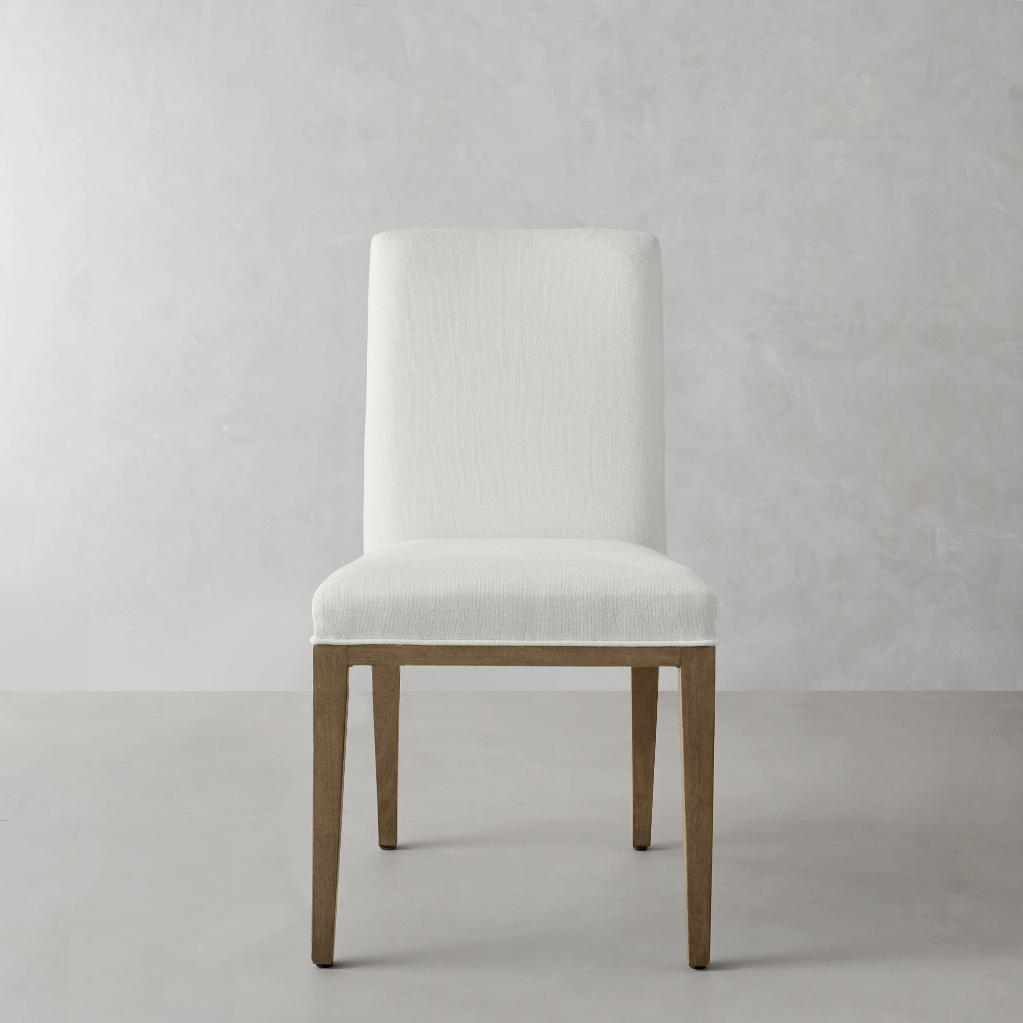 Austin Dining Side Chair, Dove, Chunky Linen, White - Image 0