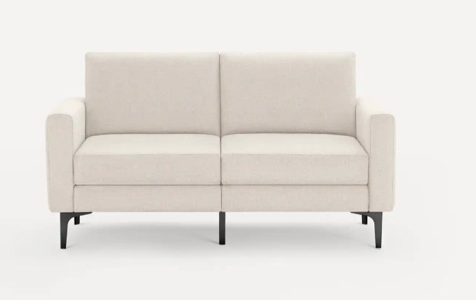 Nomad Loveseat - Ivory - Performance Basketweave / Black - Metal / Block - Image 0