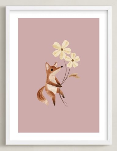 Fox With Flowers Art Print - Image 0