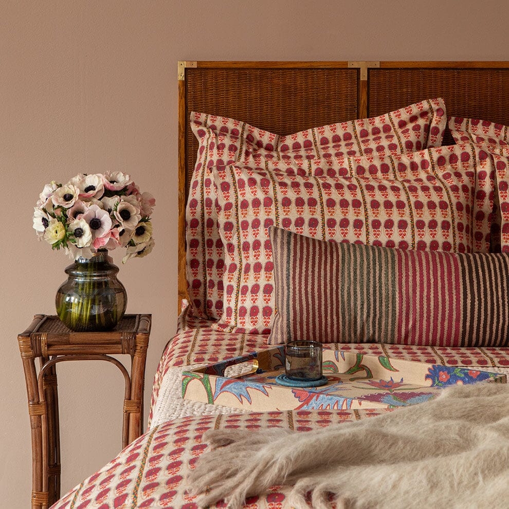 Fuchsia Daisy Suzani Duvet Cover by St. Frank | Pink | Full/Queen | Cotton - Image 0