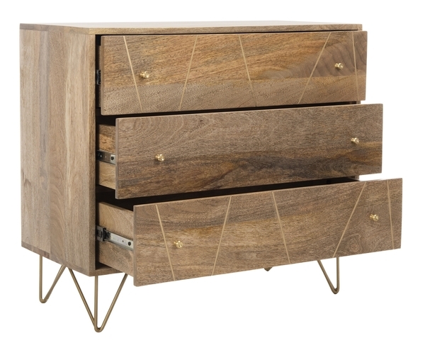 Marigold 3 Drawer Chest - Natural/Brass - Safavieh - Image 3