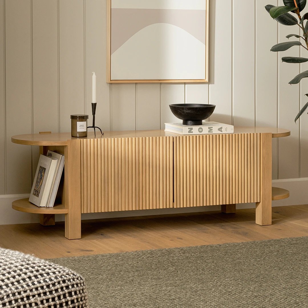 Fortra 62.5" Low Media Unit - White Oak - Image 1