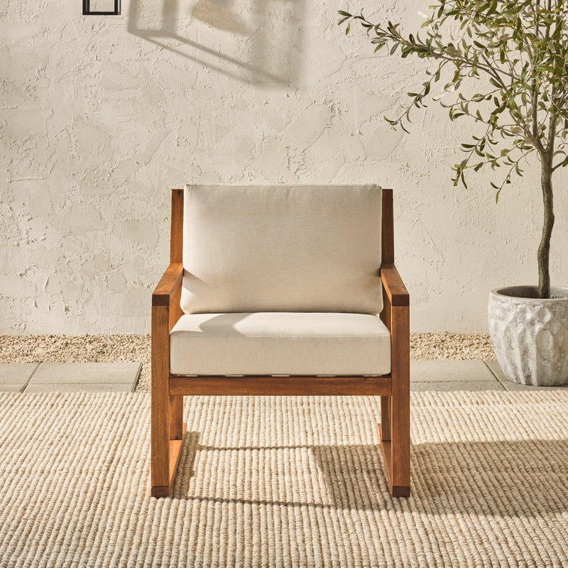 Modern Slat Back Wood Club Chair - Brown - Image 0