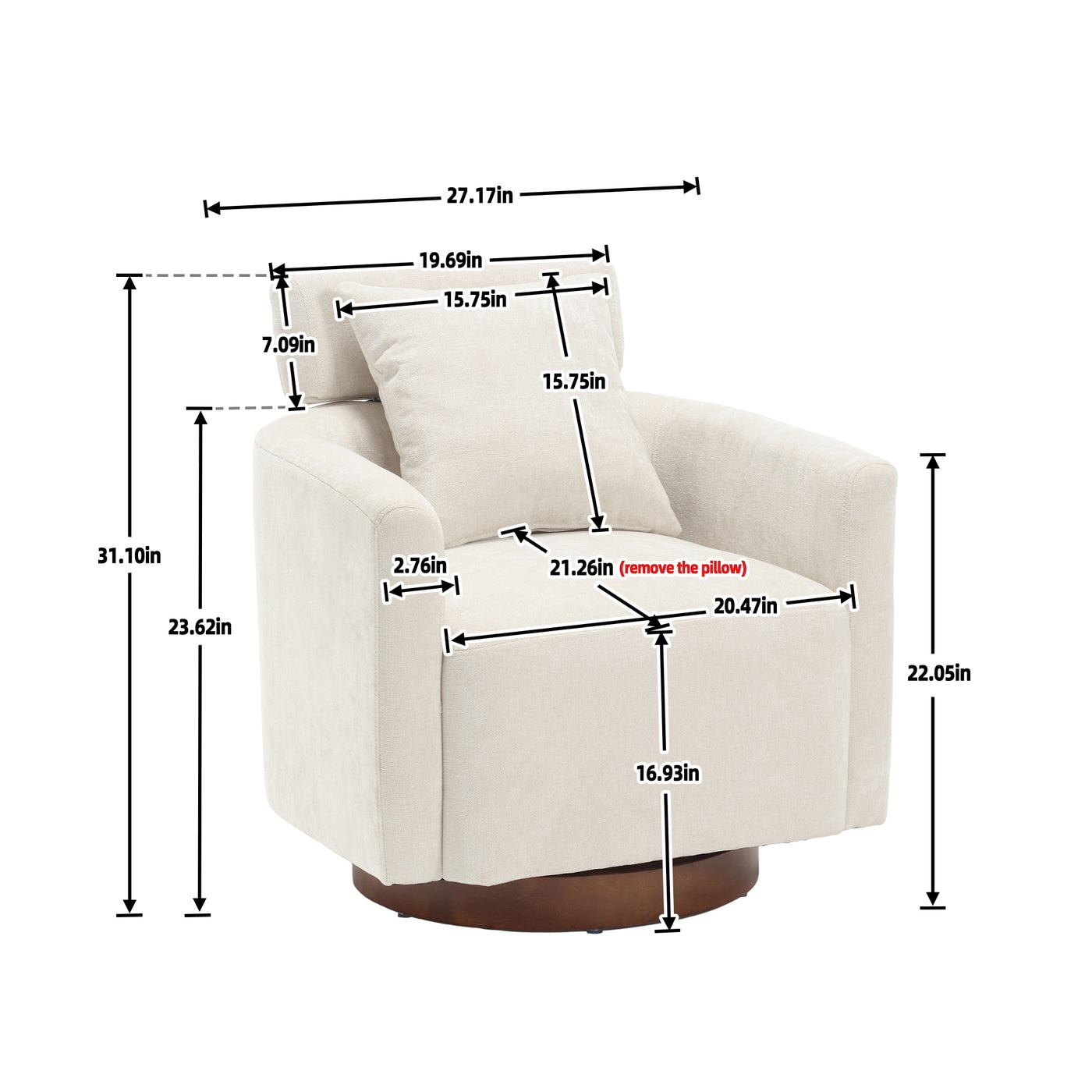 Contour & Co. | Chenille Swivel Ergonomic Accent Chair - Image 1