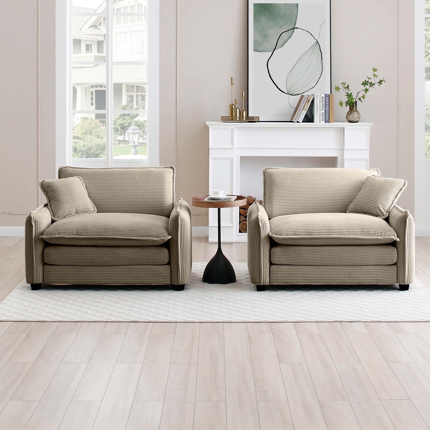 Contour & Co. | Corduroy Cloud Deep Seated Accent Sofa Chairs - Image 1