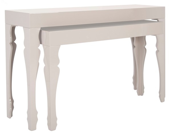 Beth French Leg Lacquer Stacking Console - Taupe - Safavieh - Image 1