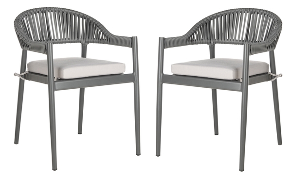 Greer Stackable Rope Chair - Grey/Grey Cushion - Safavieh - Image 2
