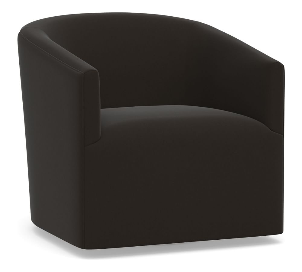 Baldwin Upholstered Swivel Armchair, Polyester Wrapped Cushions, Performance Everydayvelvet(TM) Smoke - Image 0