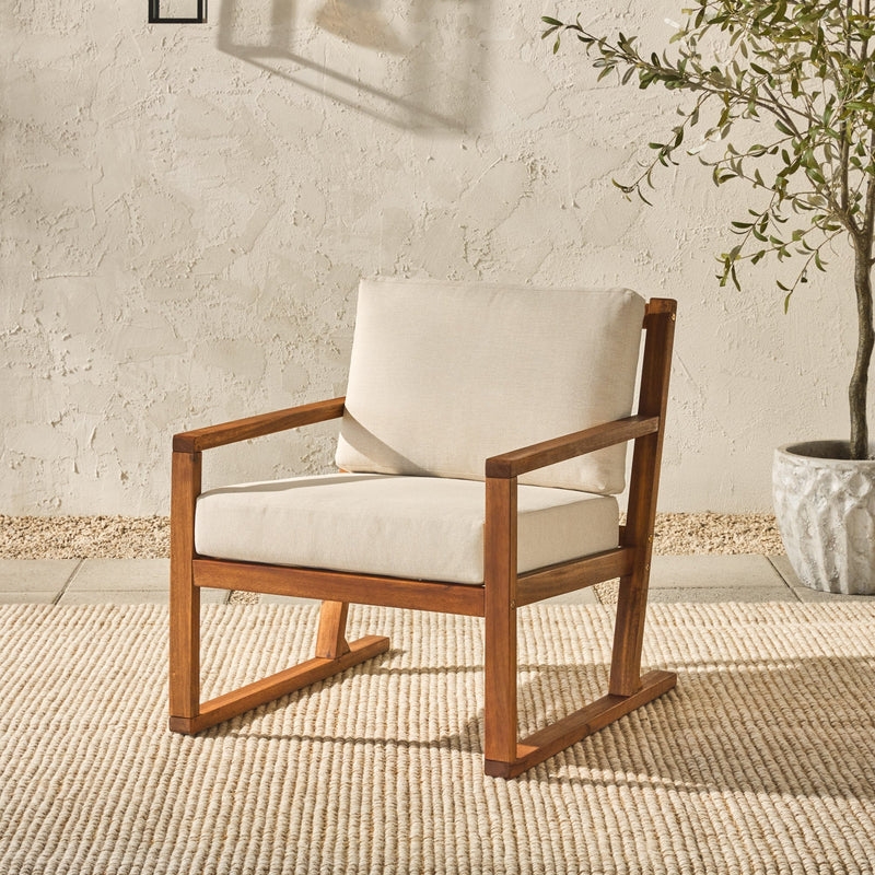 Modern Slat Back Wood Club Chair - Brown - Image 1