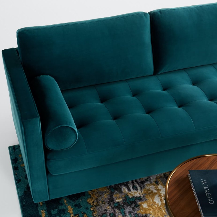 Blue Briar Mid Century Modern Sectional with Bumper - Royale Peacock - Mocha - Left - Image 7