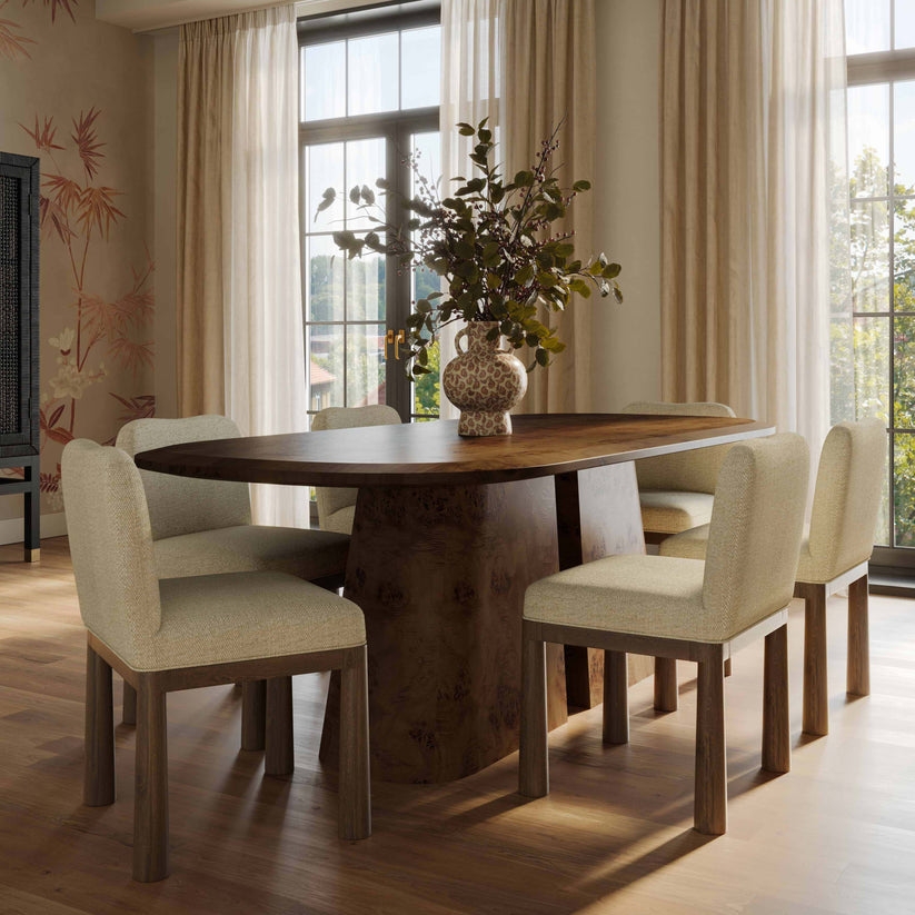 Gladyss Brown Burl Oval 87" Dining Table - Image 1