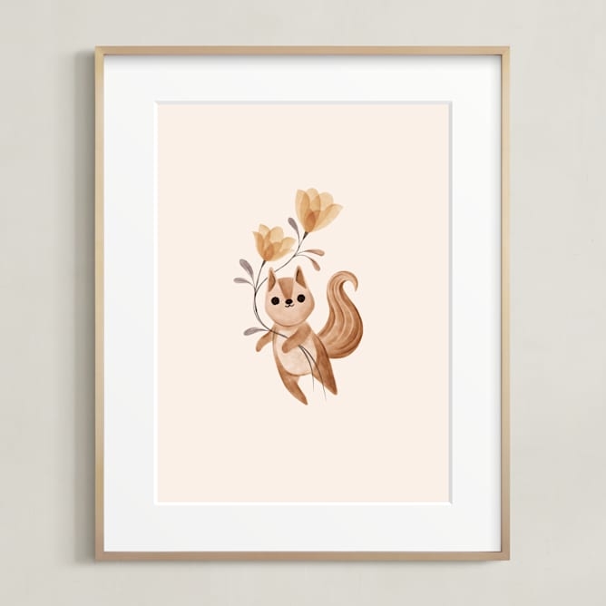 Squirrel With Flowers Art Print - Image 0