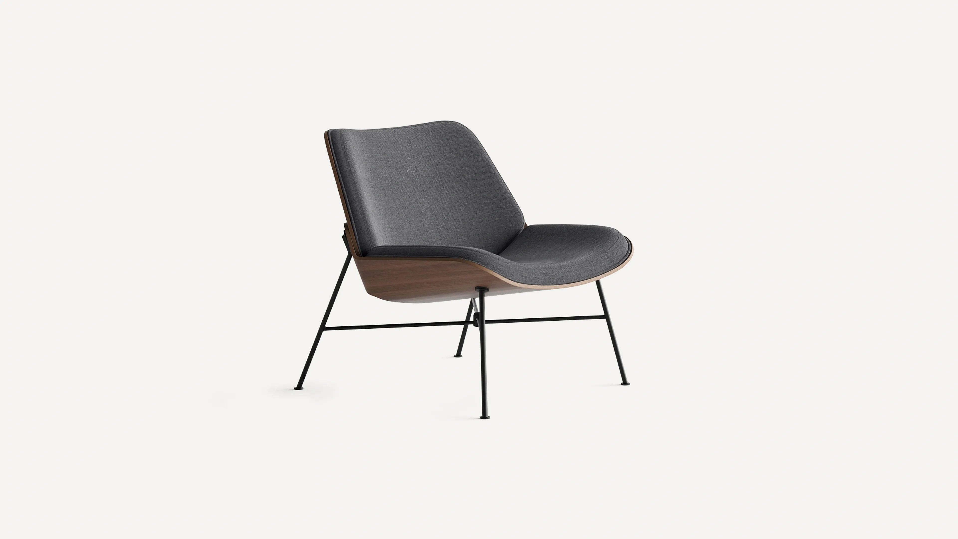 Vesper Fabric & Wood Lounge Chair in Heather Charcoal/Walnut - Image 0