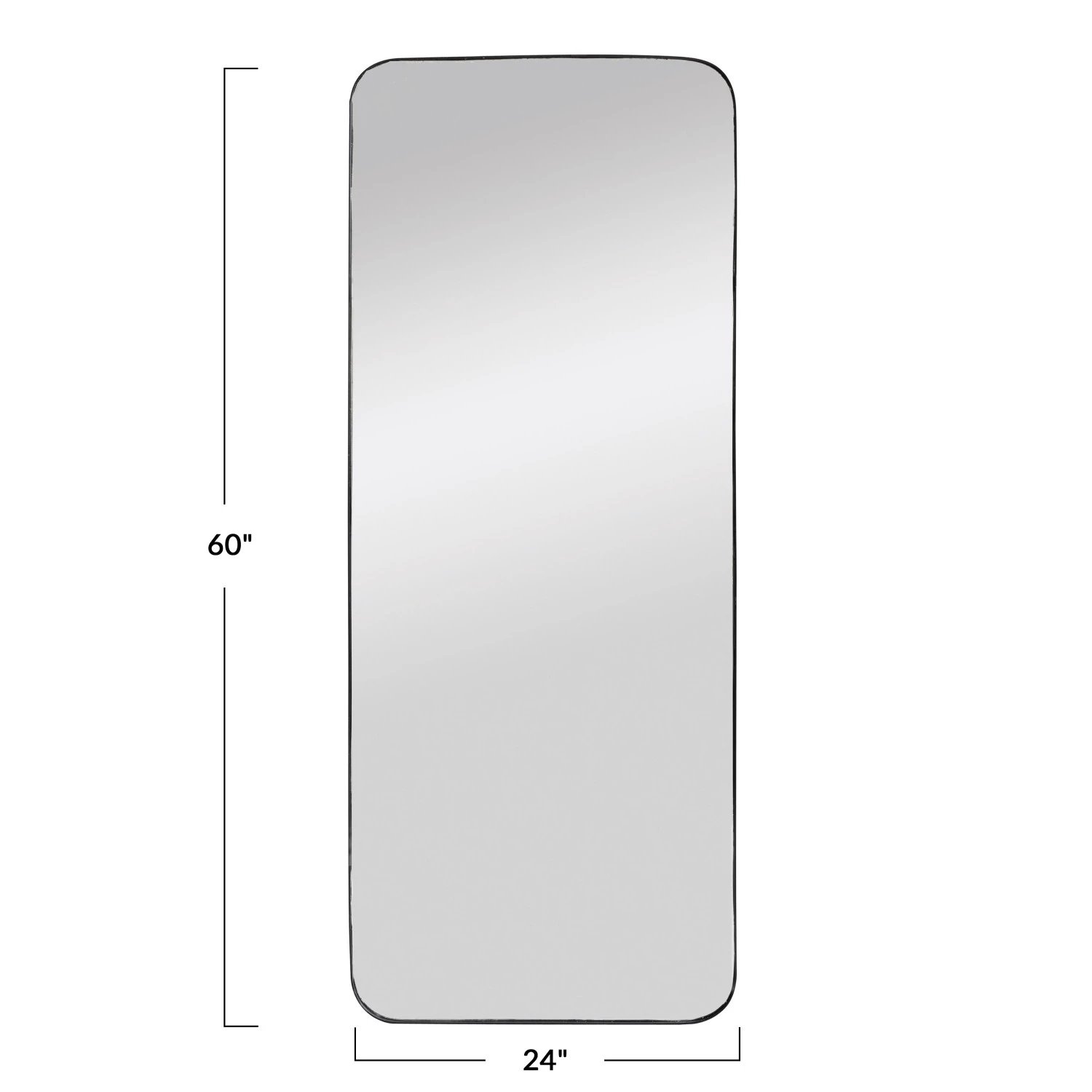 Modern Metal Framed Wall Mirror with Rounded Edge, Black - Image 1