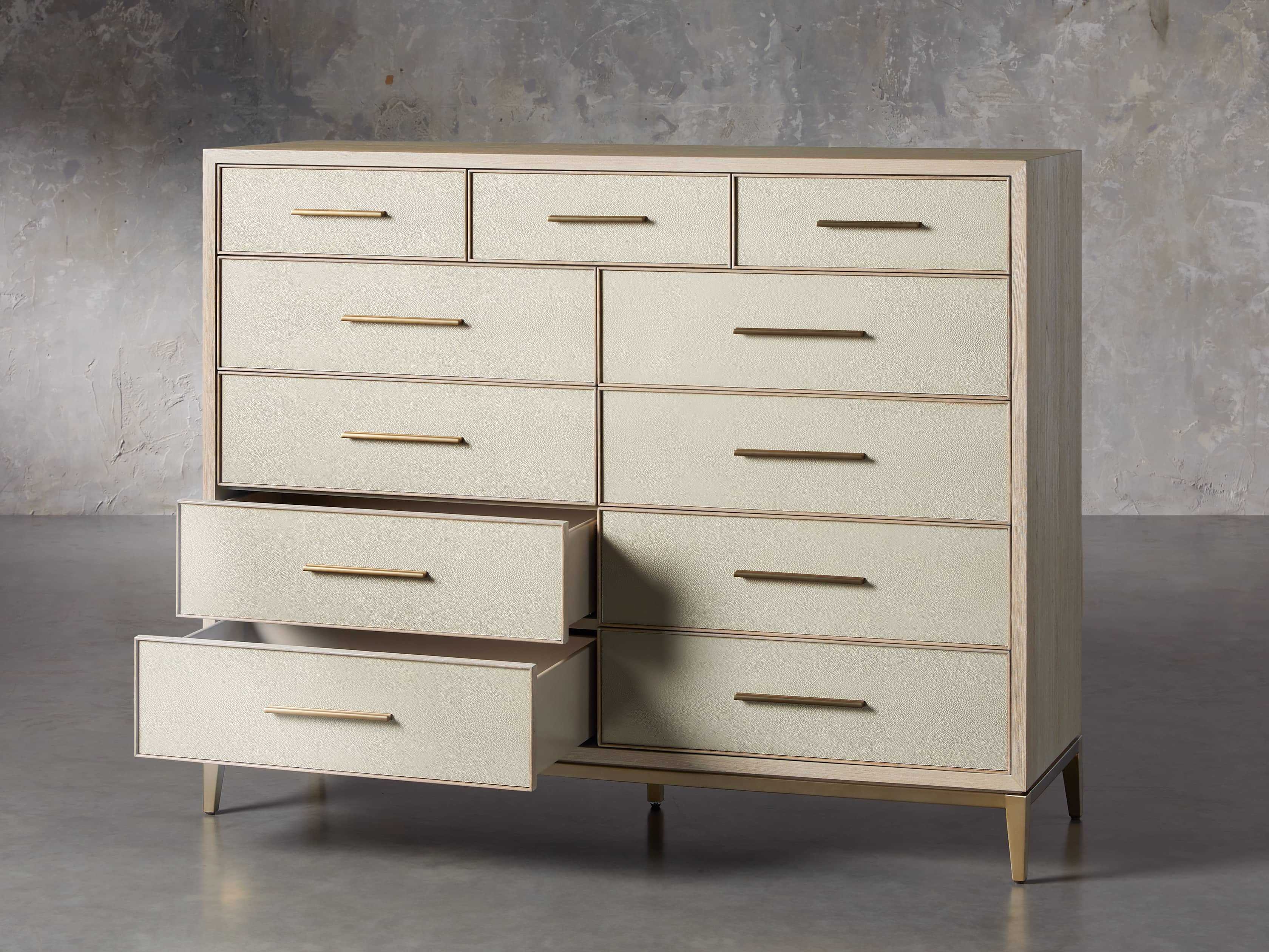 Malone Eleven-Drawer Dresser in Shagreen Natural  Bone - Image 4