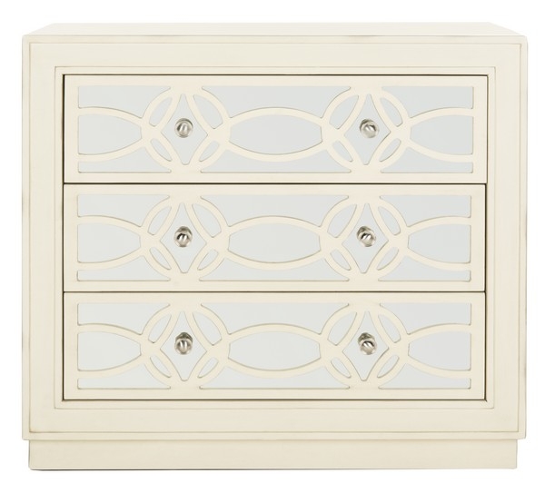 Catalina 3 Drawer Chest - Antique Beige/Mirror - Safavieh - Image 0