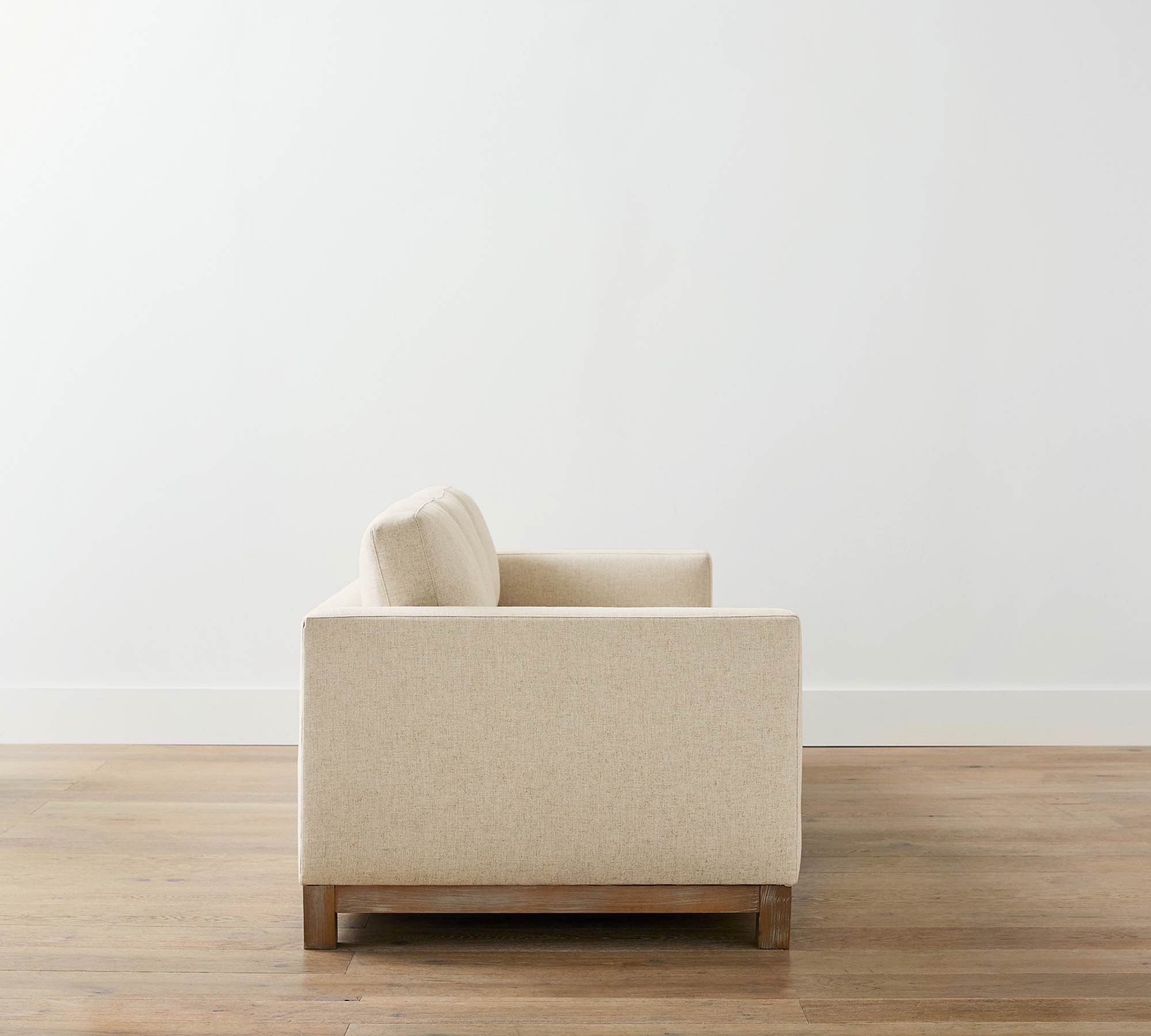 Jake Upholstered Sofa 3x1 86" with Wood Base, Standard Cushions, Premium Performance Basketweave Ivory - Image 3