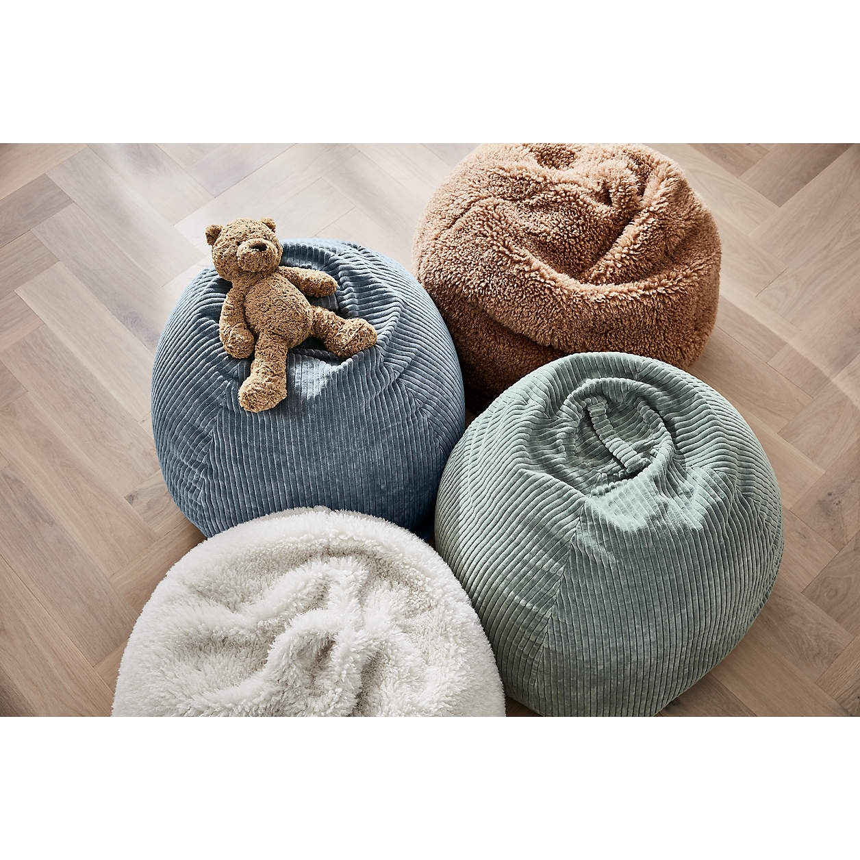 Bay Blue Small 30" Organic Cotton Corduroy Kids Lounge Bean Bag Chair - Image 4