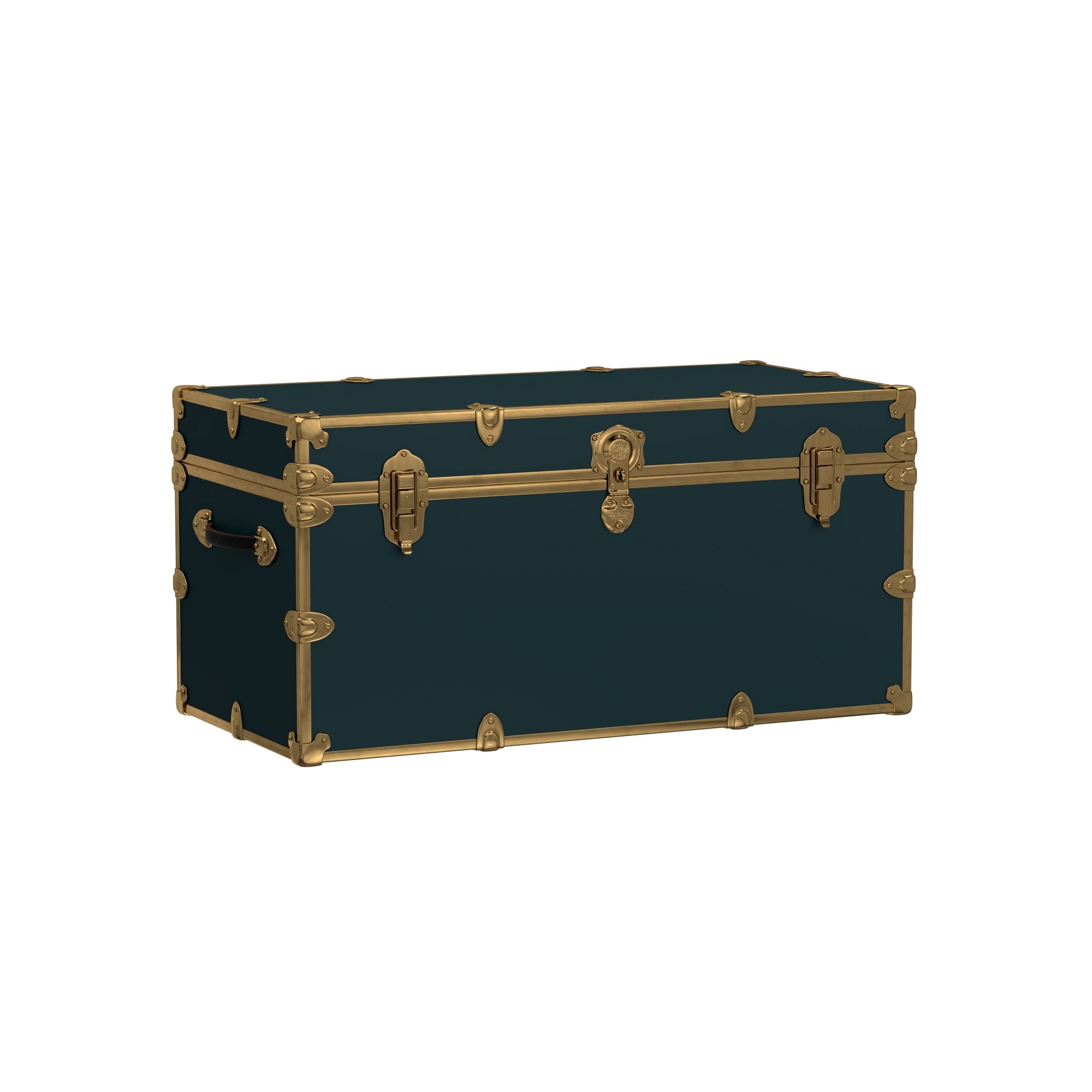 XXL Vinyl Dorm Trunk, Forest Green with Rubbed Brass - Image 0