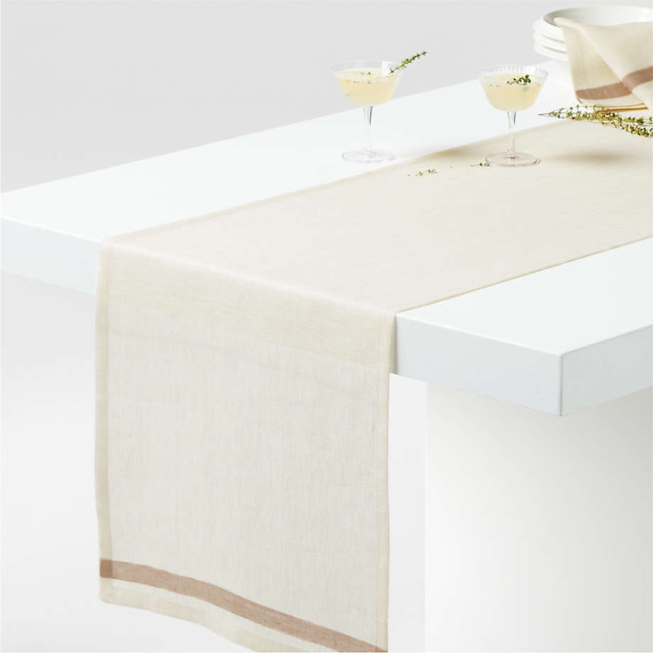 Insieme 90" Striped Linen Table Runner by Athena Calderone - Image 0