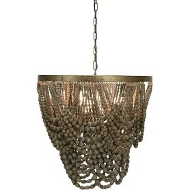 2-Tier Draped Wood Bead Chandelier - Image 1