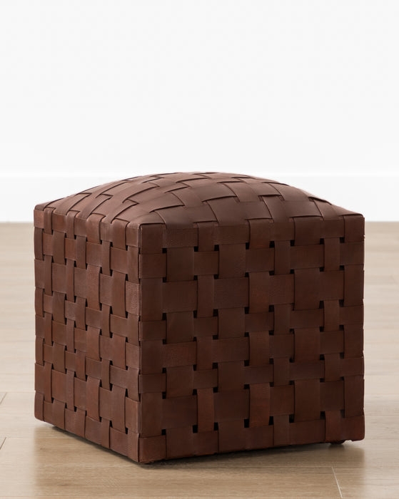 ACKLEY LEATHER OTTOMAN - Image 0