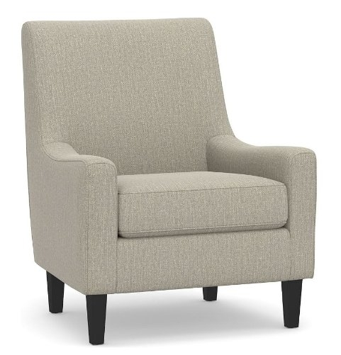 SoMa Isaac Upholstered Armchair, Polyester Wrapped Cushions, Chenille Basketweave Pebble - Image 0