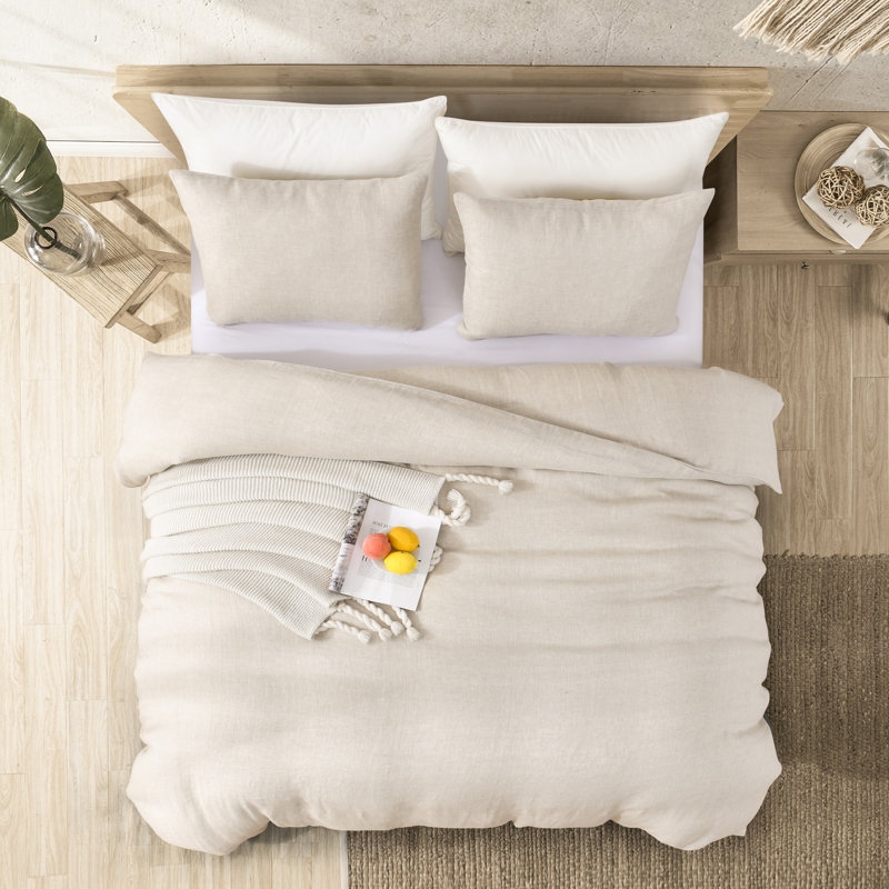 Pure Linen Herringbone Weave Duvet Cover Set - Image 1