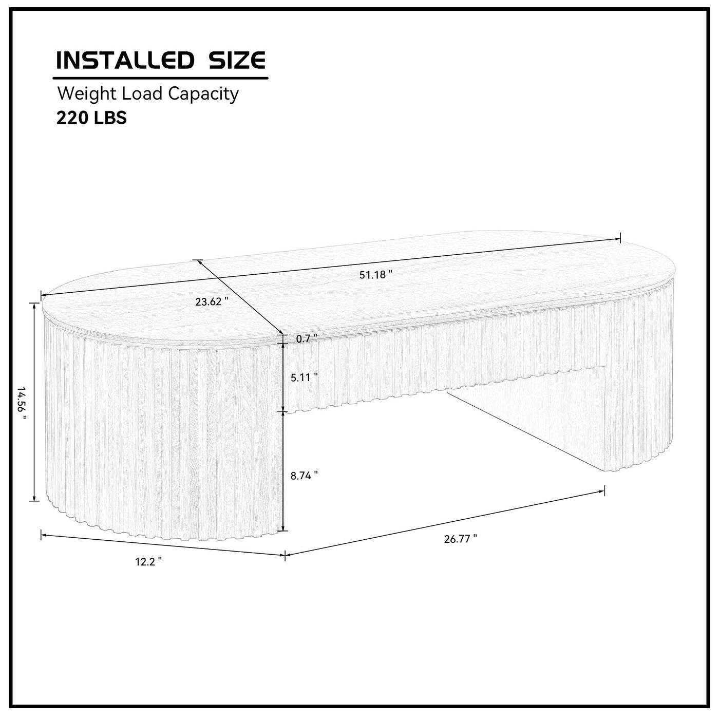 Contour & Co. | Reeded Oval Wood Coffee Table With Drawer - Image 3