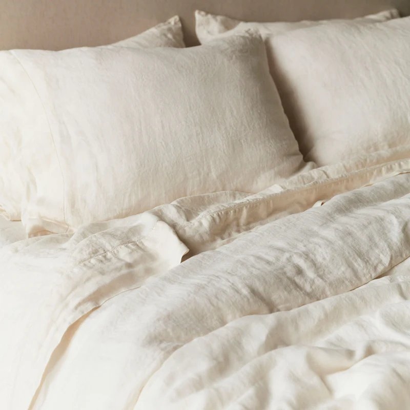 The Citizenry Stonewashed Linen Duvet Cover | Full/Queen | Duvet Only | Ivory - Image 4