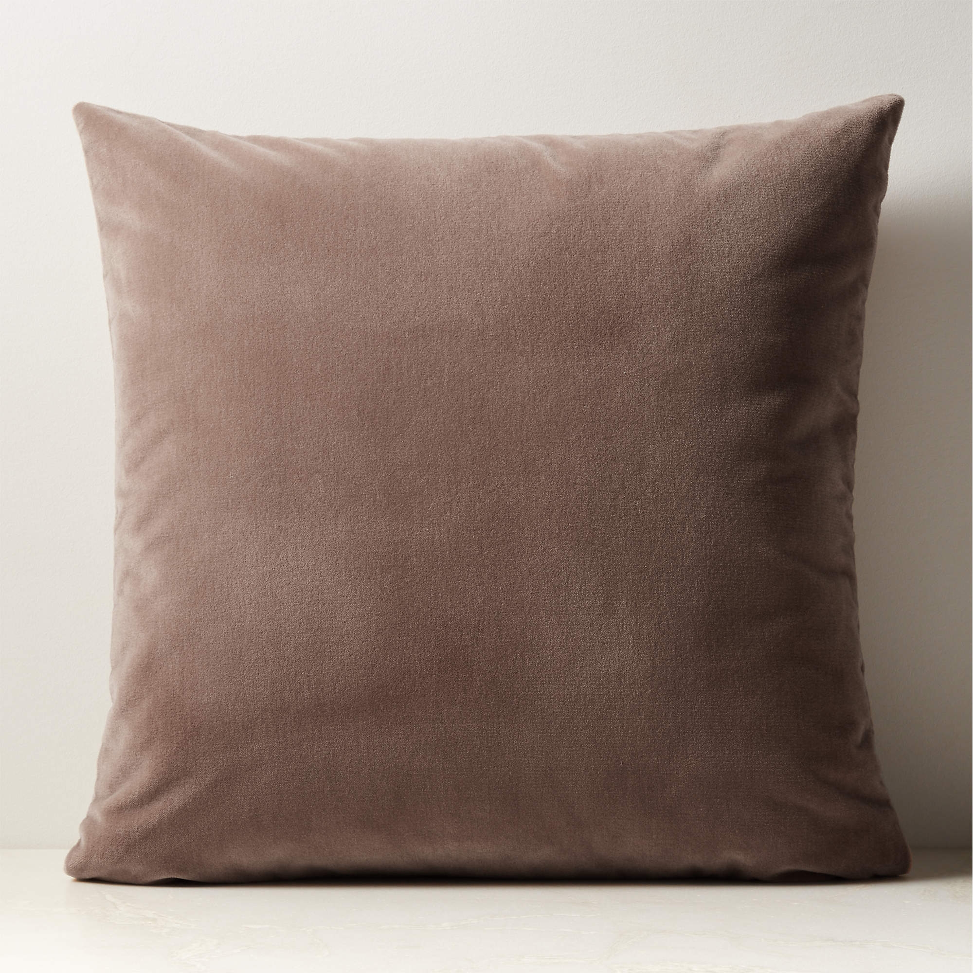 Vinette Brown Merino Wool and Velvet Throw Pillow with Feather-Down Insert 23"x23" - Image 0