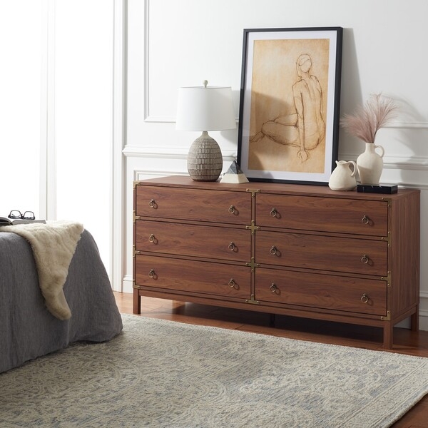 Galio 6 Drawer Chest - Walnut/Gold - Image 1