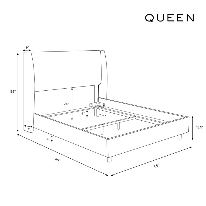 Tilly Upholstered Low Profile Queen Bed, White Performance - Image 4
