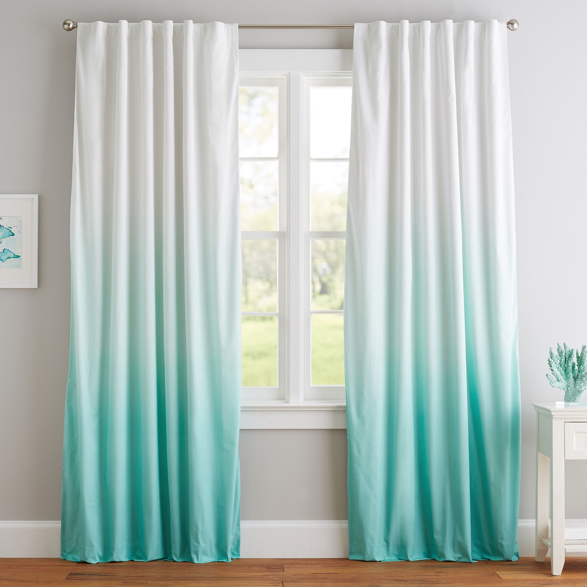 Ombre Blackout Curtain, 96", Turquoise - Image 0