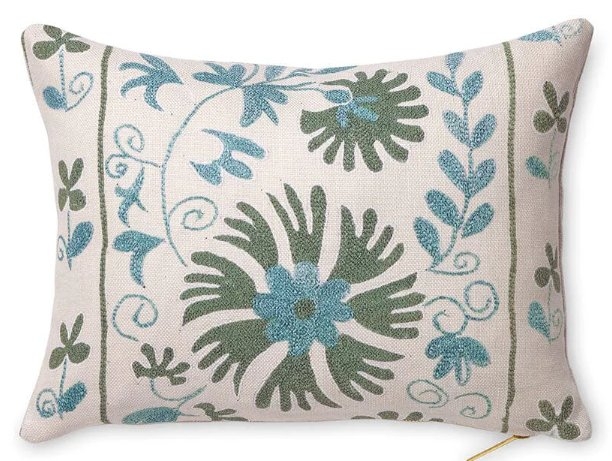 Sage Ribbon Suzani Pillow - Image 0