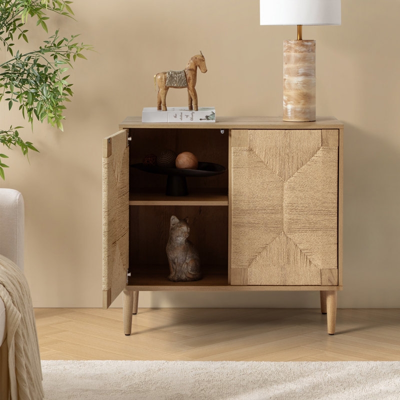 Louella 32"W Woven Transitional 2-Door Accent Cabinet - Image 1