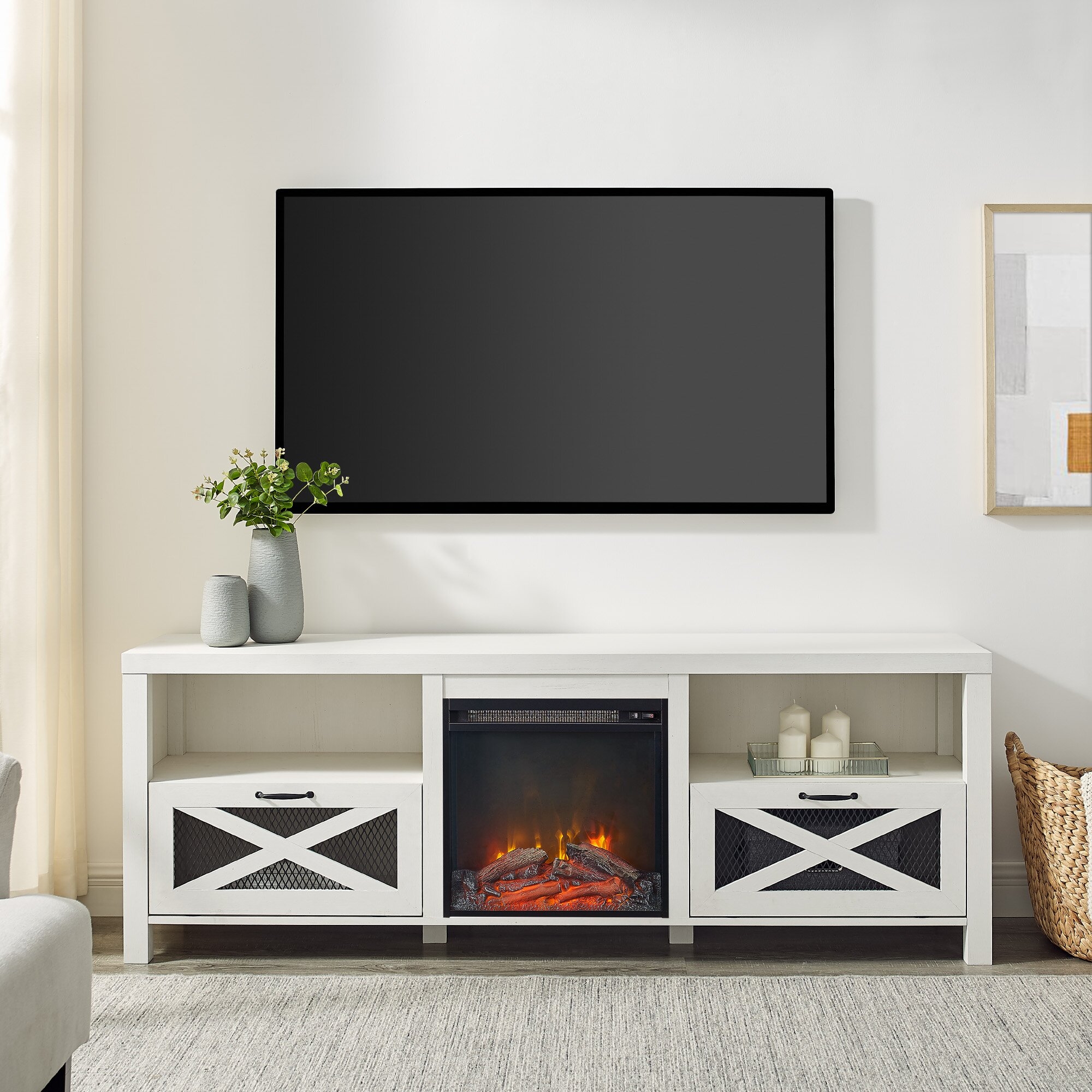 Tansey TV Stand for TVs up to 78" with Fireplace Included - Image 1