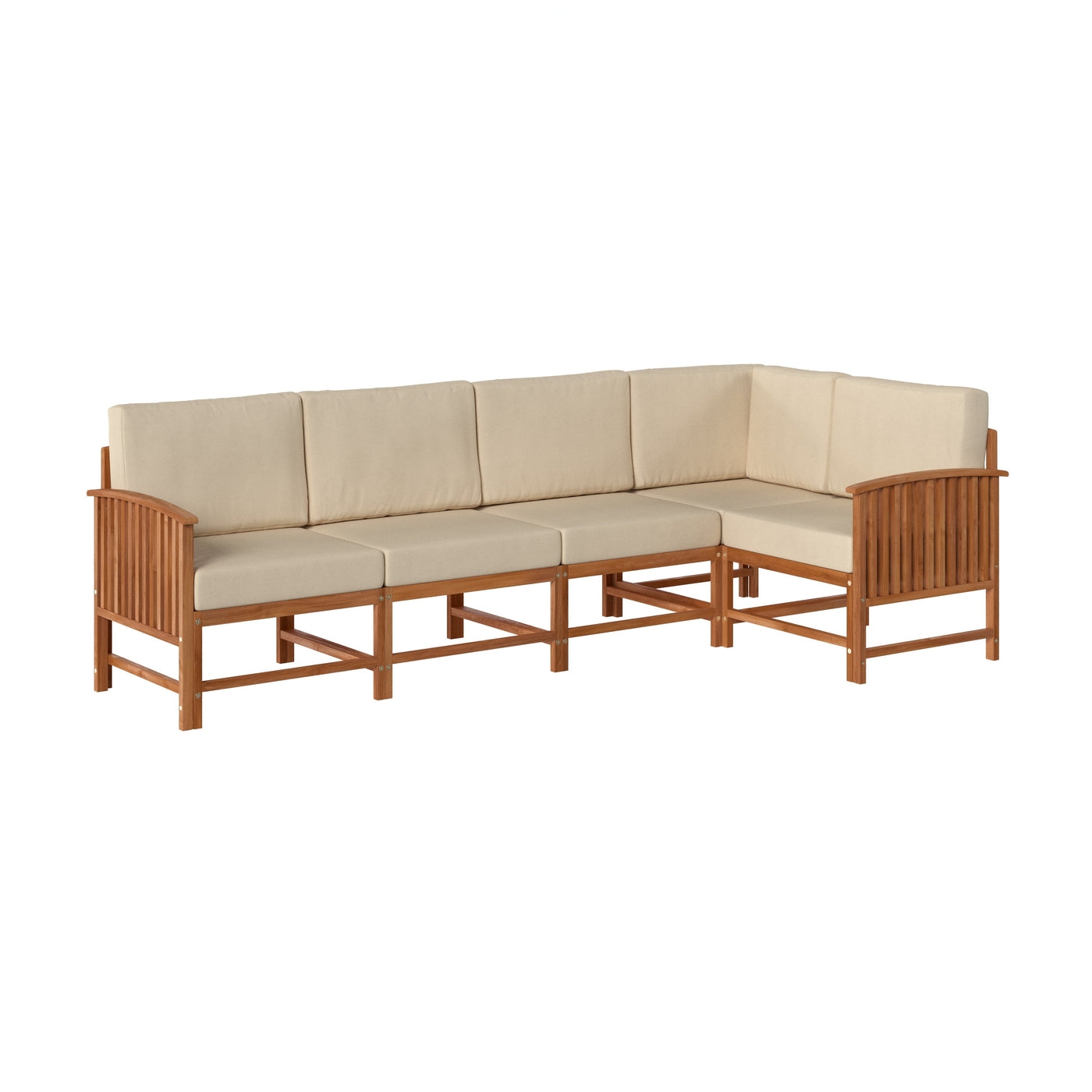 Midland Wood Patio 5 Piece Corner Sectional Set - Brown - Image 1