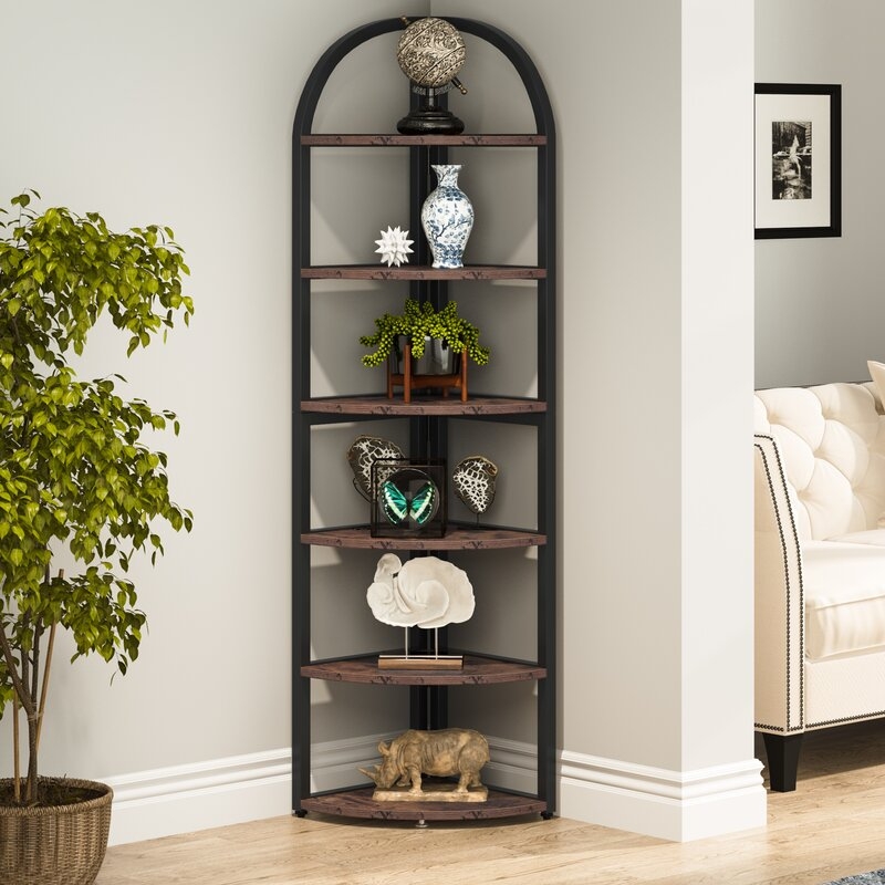 6 Tier Corner Corner Bookcase Bookshelf Rack Plant Stand - Image 0
