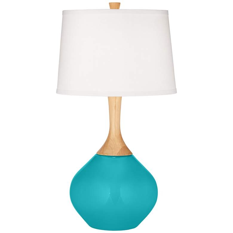 Color Plus Wexler 31" White Shade Coastal Surfer Blue Table Lamp - Image 1