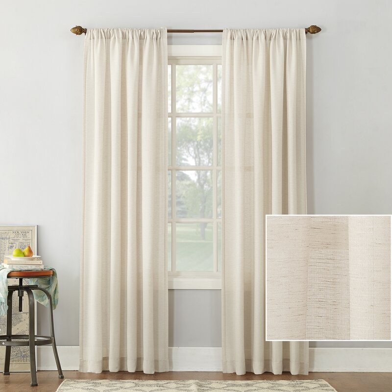 Wayfair Basics® Linen Blend Textured Semi-Sheer Rod Pocket Curtain Pan - Image 3