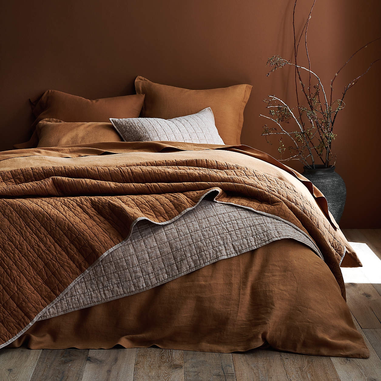 Organic Cotton Brulee Brown Eyelash Fringe Full/Queen Duvet Cover - Image 0