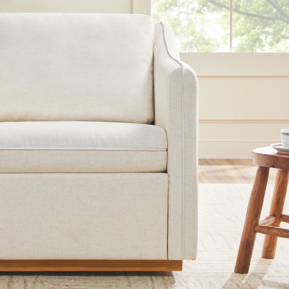Nash Modern Farmhouse Easy Assembly Linen Swivel Accent Chair - Image 4