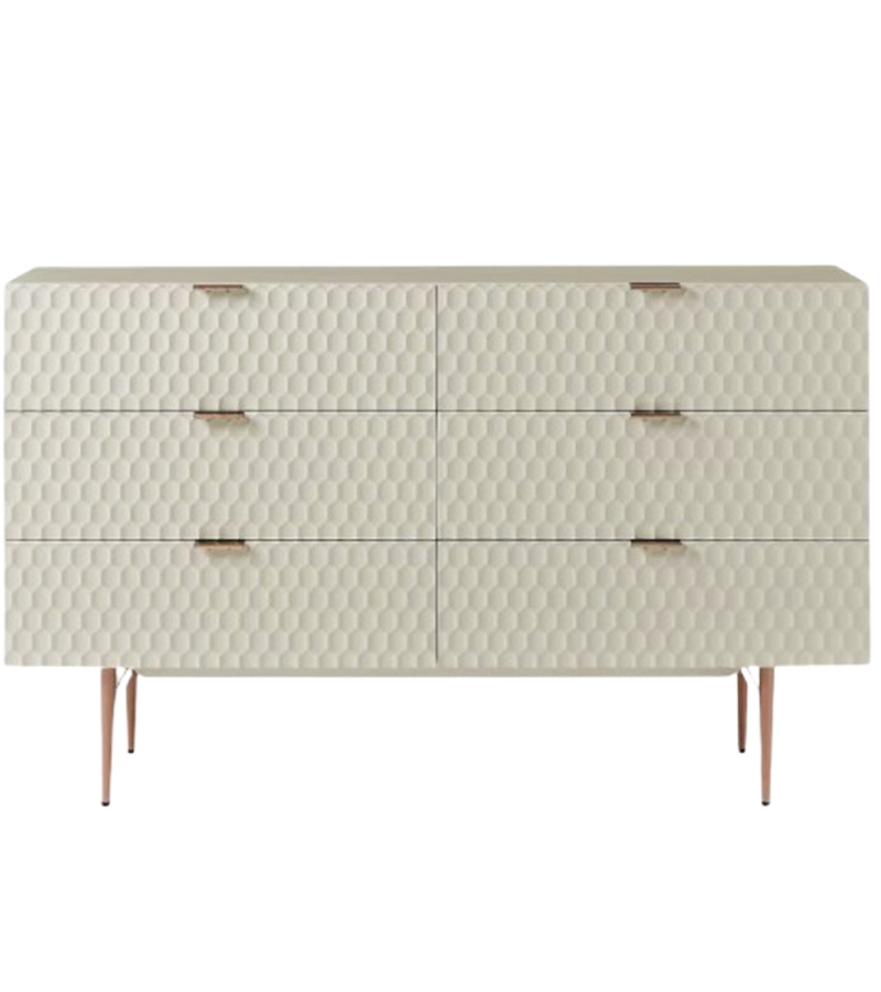 Arlo White and Gold Wood Wide 6-Drawer Kids Dresser - Image 0