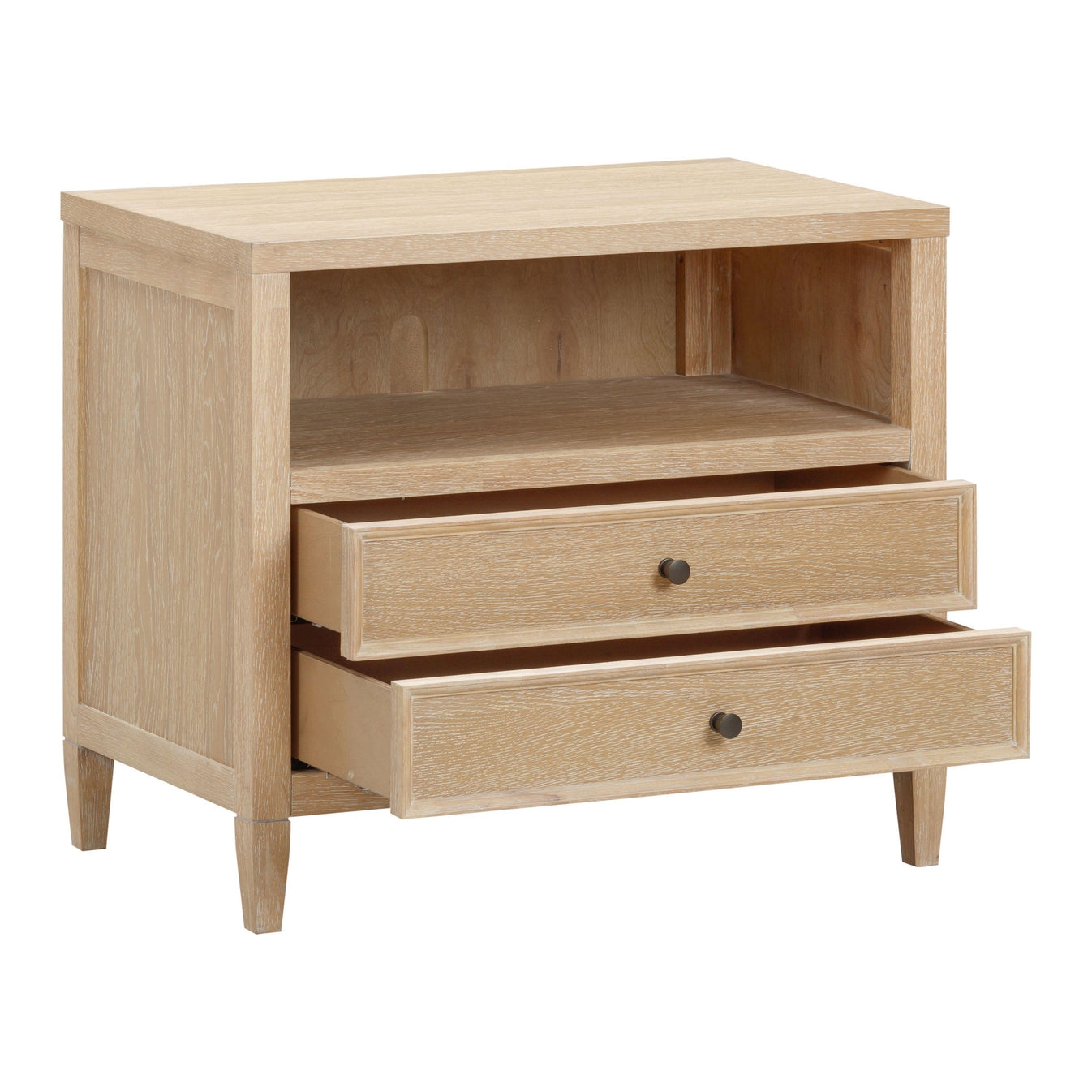 Kinsley Park Whitewashed Oak Wood Large Nightstand - Image 3