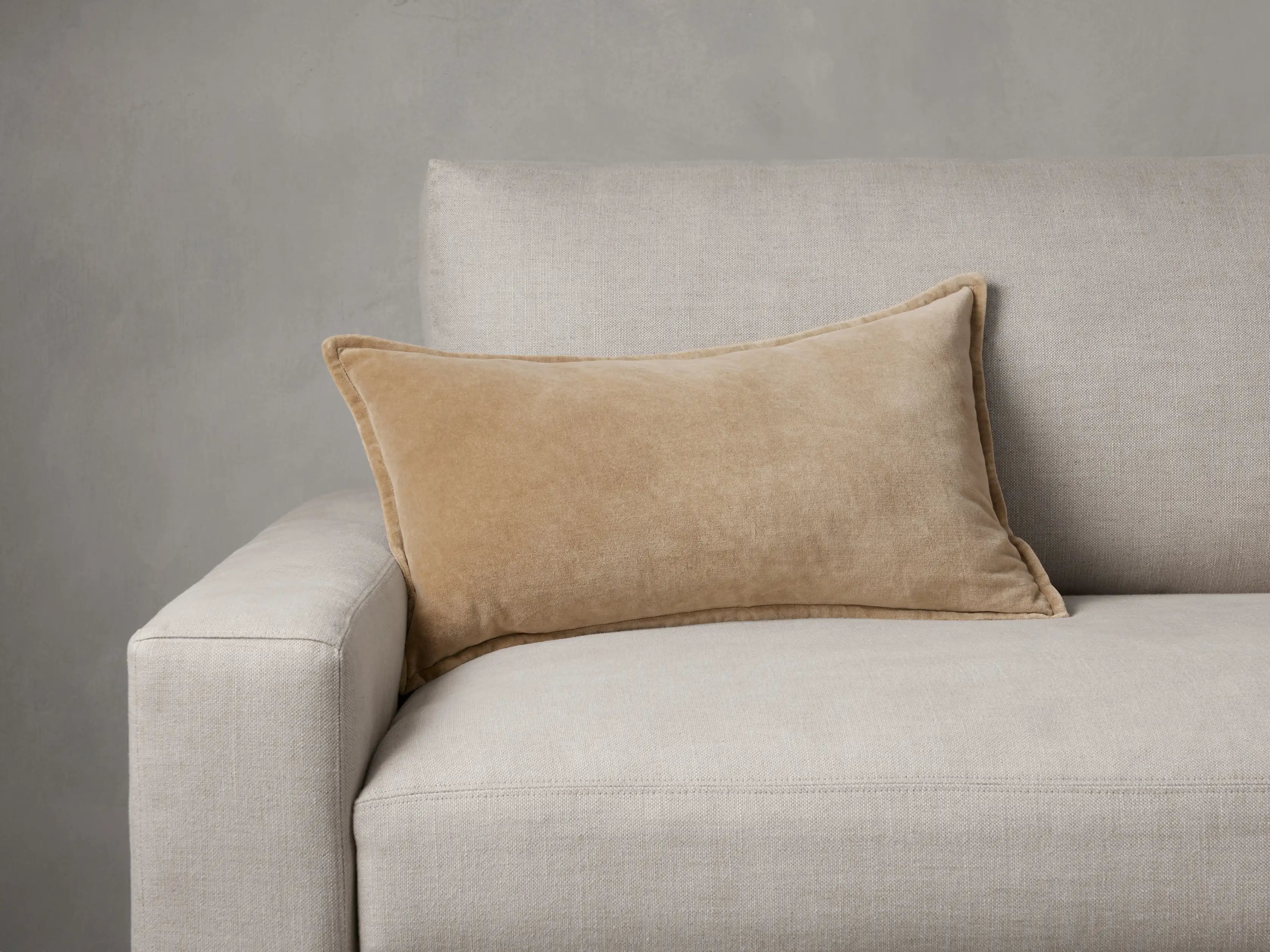 Stone Washed Lumbar Pillow Cover Velvet in Natural  Taupe - Image 2