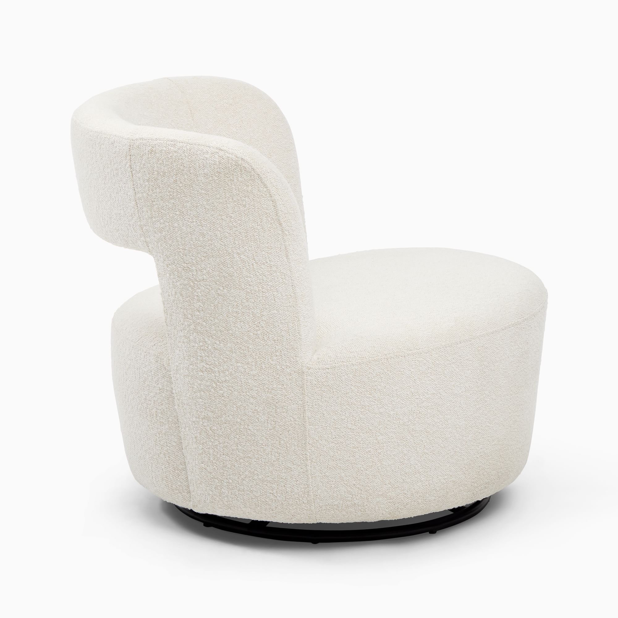 Millie Swivel Chair, Poly, Chunky Boucle, White, Concealed Supports - Image 4